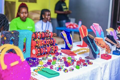 A display of some of the handcrafted beadworks by Women of Chosen Rehabilitation Centre
