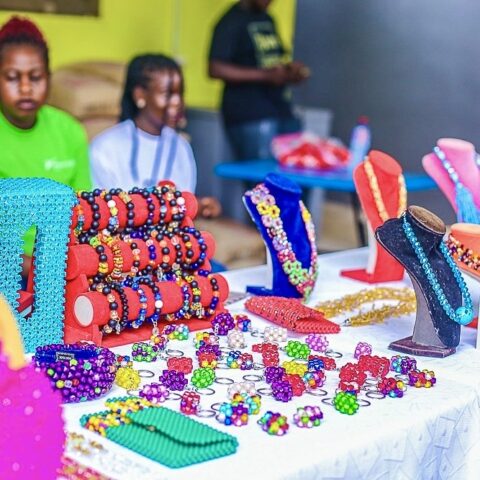 A display of some of the handcrafted beadworks by Women of Chosen Rehabilitation Centre