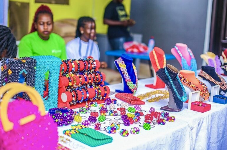 A display of some of the handcrafted beadworks by Women of Chosen Rehabilitation Centre