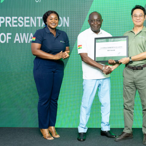 Mr. Christian Li, (right) Managing Director of Vivo Energy Ghana Presenting the Overall Best Haulier Award to the MD of J. K. Horgle Transport