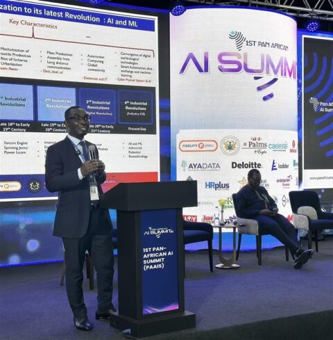 Simon Adu-Gyamfi, Chief Support Officer, Fidelity Bank, delivering a presentation on Adoption of AI at the Work Place (2)